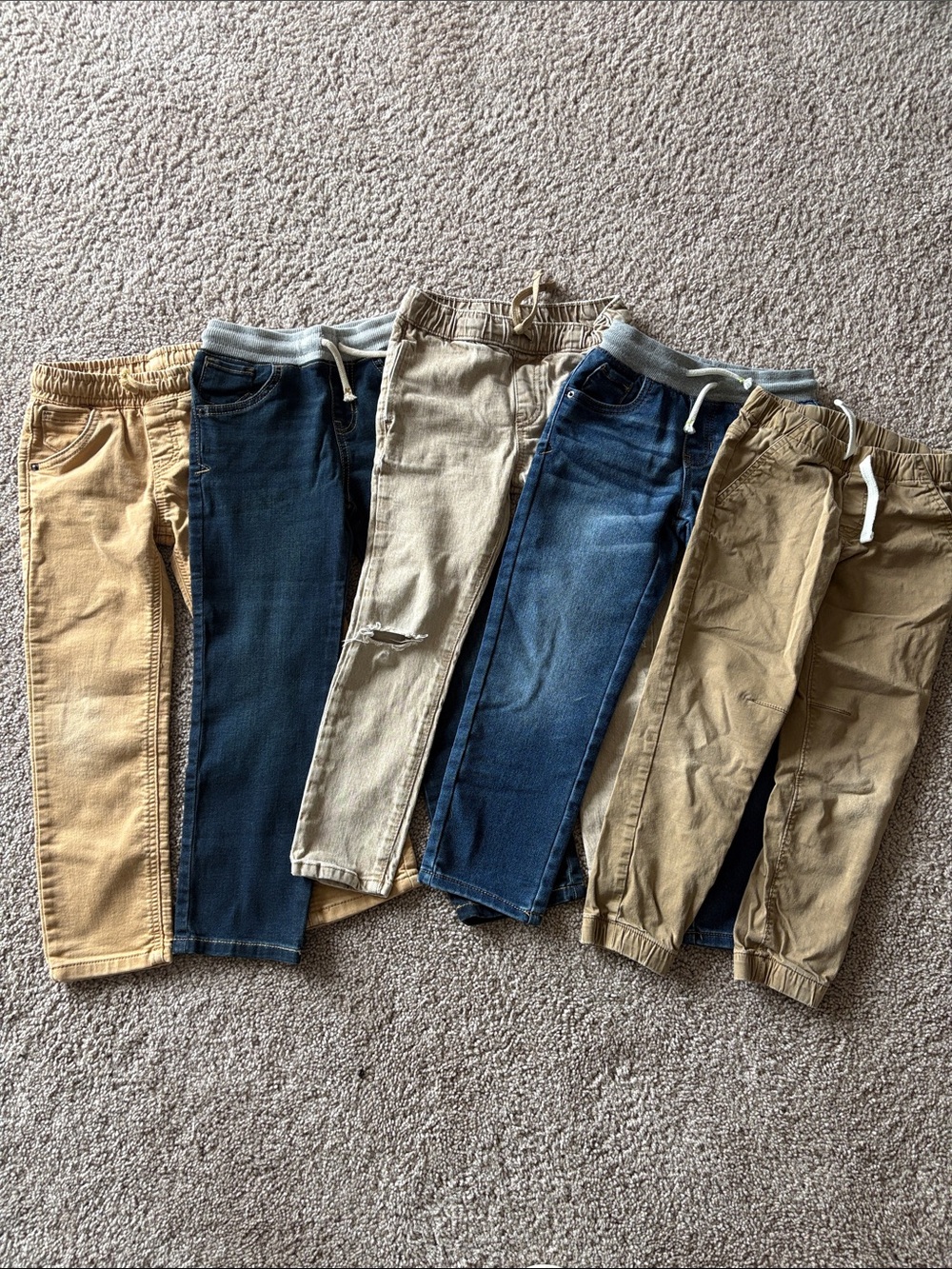 Kids Beige and Blue Pull-On Pants - Pack of Mixed Colors